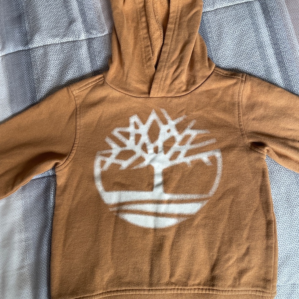 Brown Pullover Hoodie with Timberland White Tree Graphic